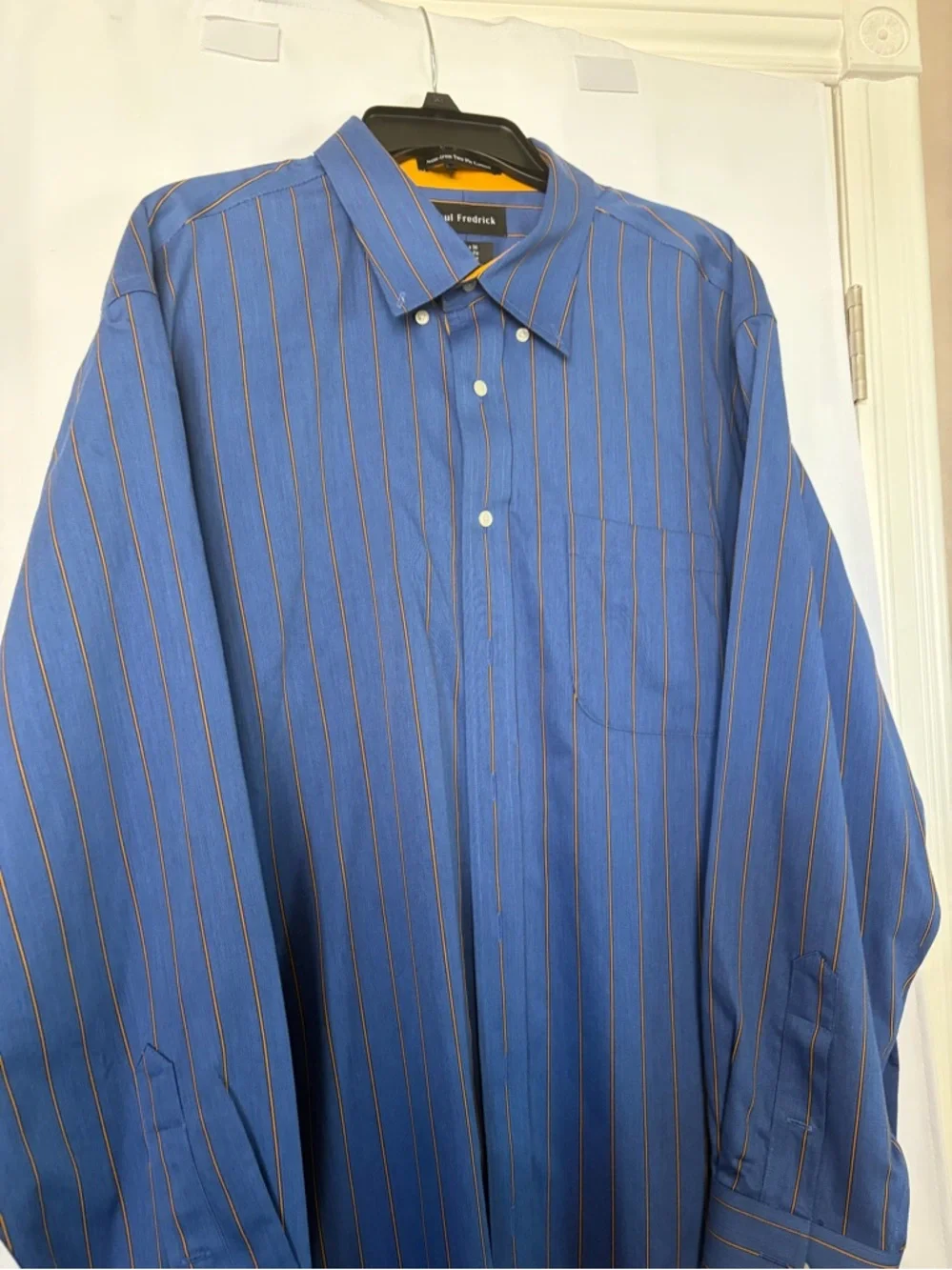Paul Fredrick Comfort Stretch Non-Iron Stripe Dress Shirt With Contrast Trim‎
